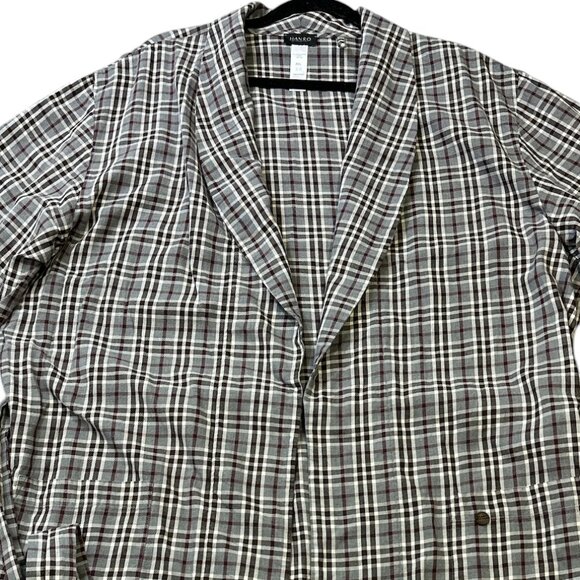 Hanro Switzerland Men's Flannel Checked Robe Cotton Cozy Comfort Size XXL - Picture 6 of 12